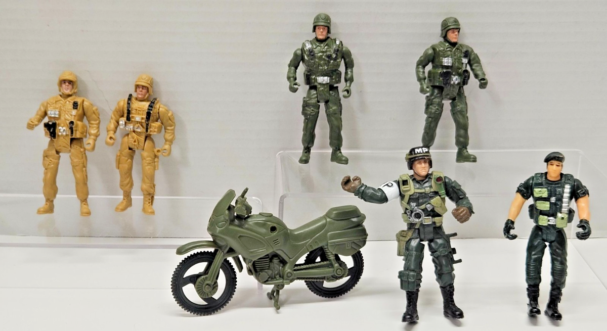 Chap Mei Soldier Force Military Figure Lot w/ Motorcycle 4” Army