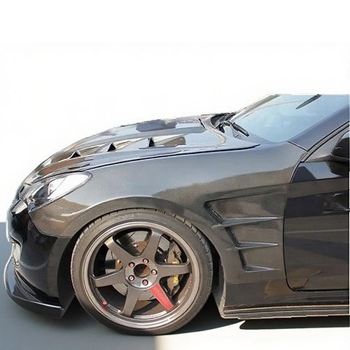 Par de guardabarros de fibra de carbono real alas ventiladas para Hyundai Genesis cupé 2010-2016 Foto 2 de 4
