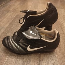 Nike Tiempo Football Boots - Black/White/Silver Size UK 10.5 2008 Vintage Retro