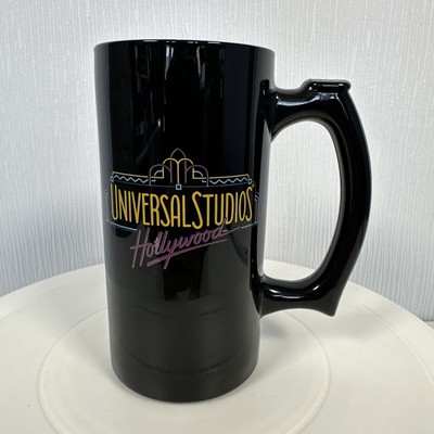 Universal Studios Hollywood groß schwarz Glas Tee Kaffee Becher Tasse Logo