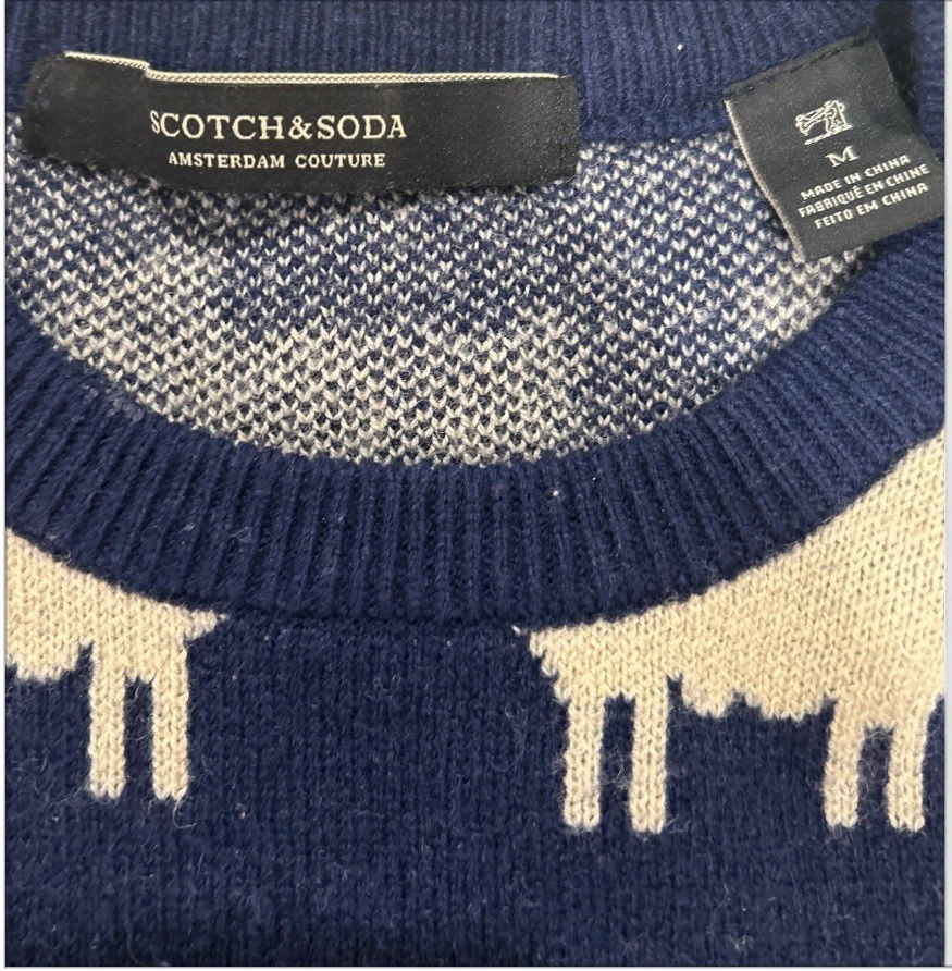 Scotch & Soda 羊图案毛衣圆领羊毛混纺毛衣 M 码 — 第 2/4 张图片