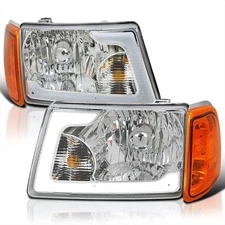 Fits 2001-2011 Ford Ranger Clear Headlights+Amber Corner Lamps w/ LED Tube Pair