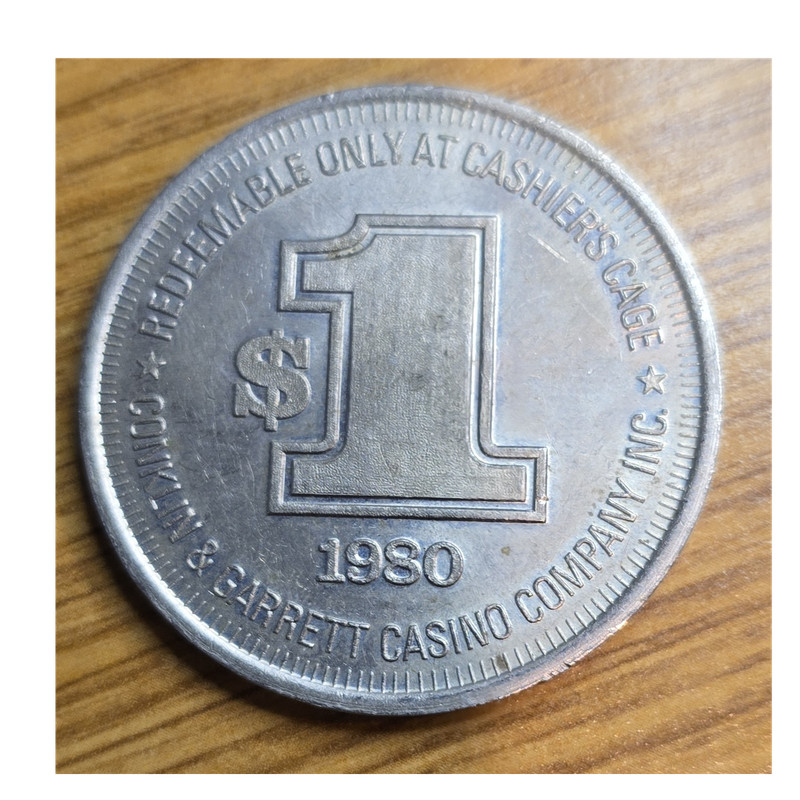 Conklin & Garrett Casino Collectible $1 Gaming Token Casino Token 1980