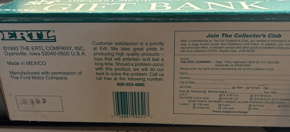 Camión de reparto Ford ERTL diecast 1932 panel escala 1/25 REGALO A UN GRAN PADRE NIOB Foto 3 de 3