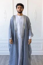 Silver , French Grey BISHT CLOAK ARAB DRESS THOBE SAUDI MENS ROBE EID