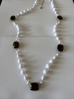 Plunder Embry Beaded Necklace White with Brown/green Marbled Stones Adjustable