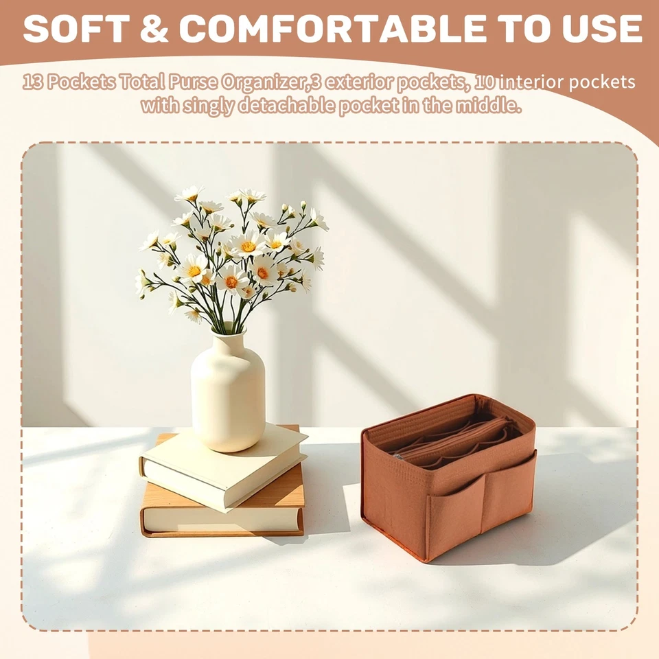 Home Storage Bag Purse Organizer Felt Insert Bag Makeup Organizer Inner7390 - Image 3 of 4