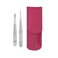 Petite Tweeze Set with Pink Case Model No. 4048-PKR, Leather