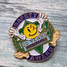 Walmart Associate Employee Pin -Smiley Safety Award 20 Years Fingers Toes
