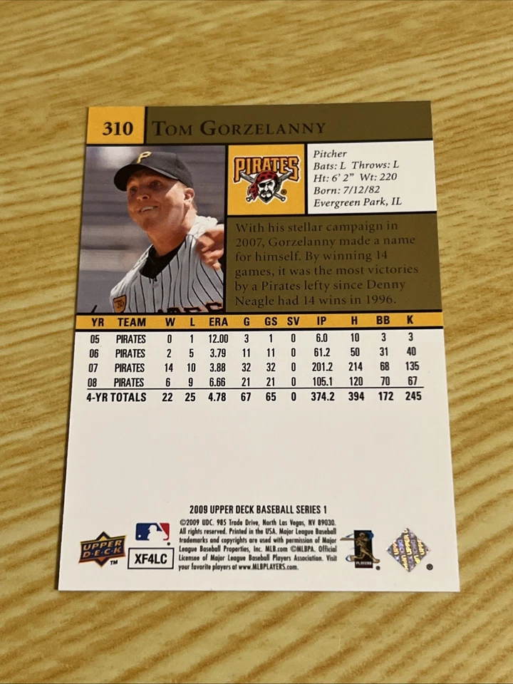 2009 Upper Deck - Tom Gorzelanny #310 - Image 2 of 2