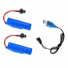 2 Pack 3.7V 600mAh Li-ion Rechargeable Battery with USB Charger Cable for Dou...