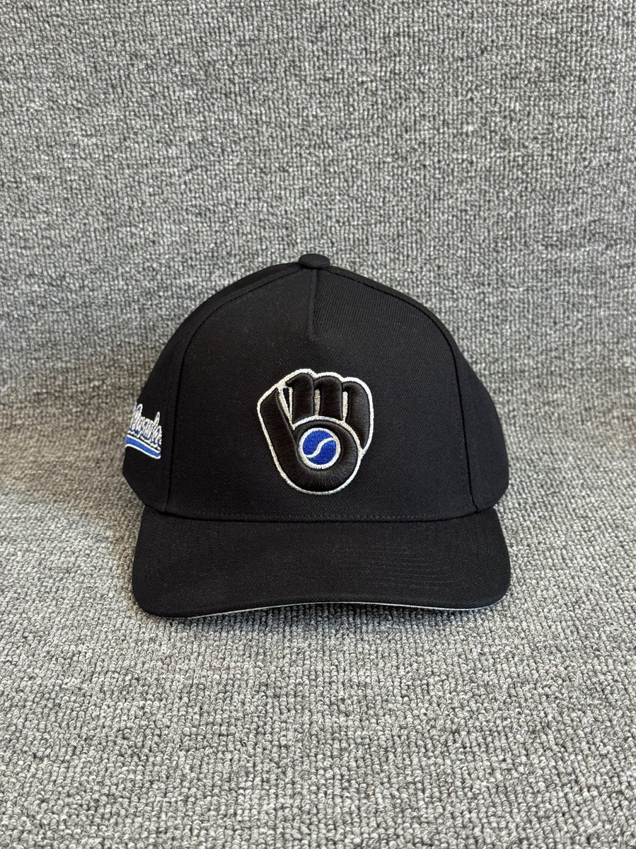 Mitchell & Ness Milwaukee Brewers MLB Snapback Hat Black Throwback Logo Cap