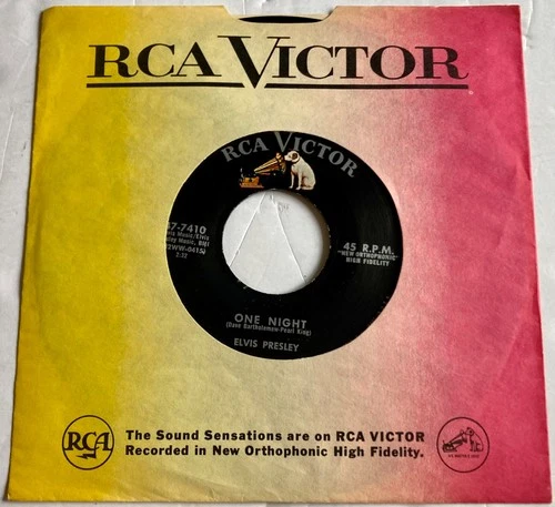 ELVIS PRESLEY 1959 Unplayed Looking ONE NIGHT RCA 45 and RCA sleeve NM