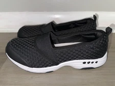 EASY SPIRIT Twist Slip On Black Woven Sneaker Women's 10 Wide Comfort Shoe NWOB