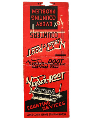 1940s Veeder Root Counting Devices Matchbook Cover Hartford Connecticut Vintage