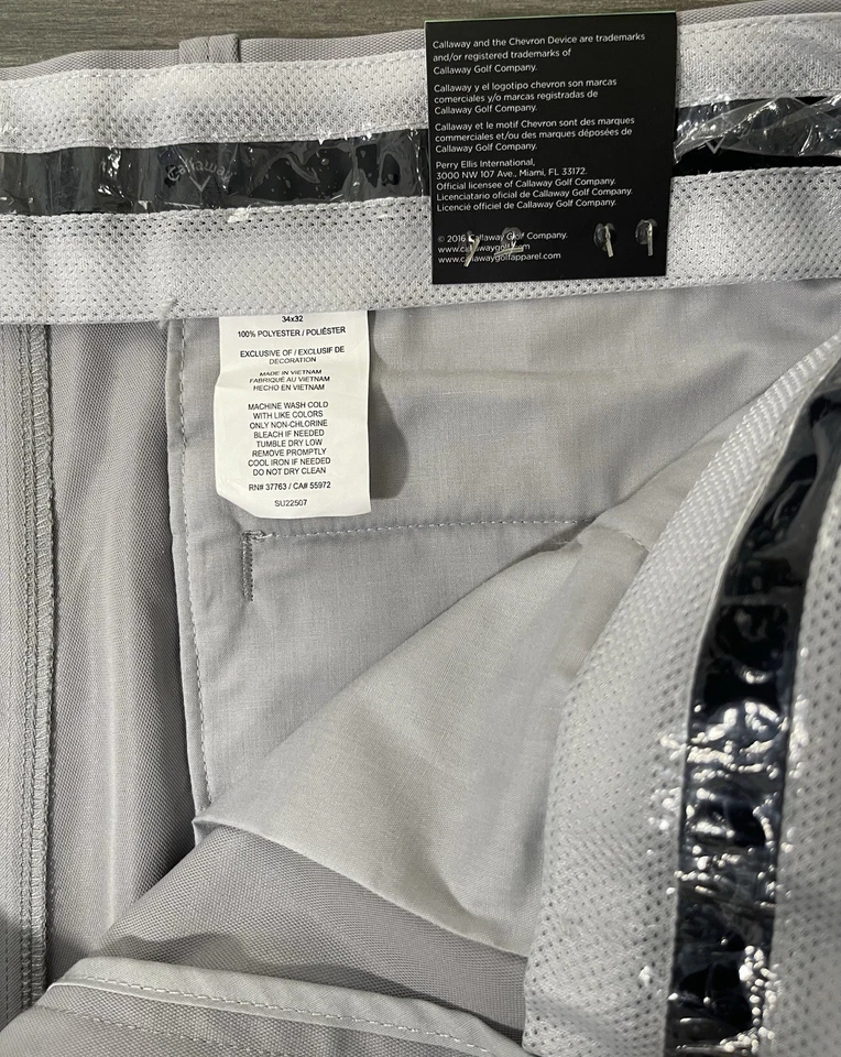 Callaway Pro Spin 2.0 MENS Gray Flat Front Chino Dress Golf Pants Size 34x32 NWT - Image 4 of 4