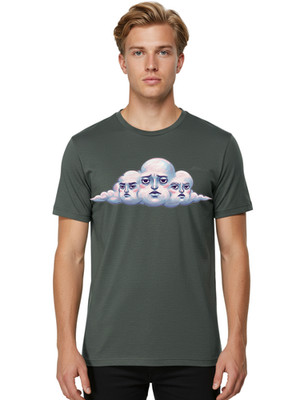 Three-Faced-Cloud Mens Graphic Tee, 100% Cotton, Casual Summer Wear