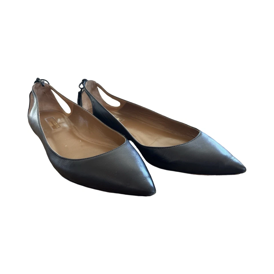 Aquazzura Forever Marilyn Borla Pisos Cuero Negro Talla 38.5 Recorte Foto 3 de 4