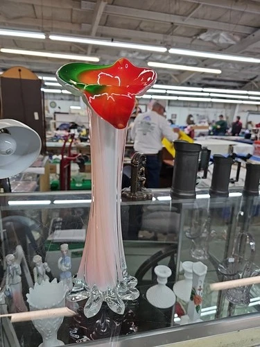 Vintage Murano Style Glass Vase Frosted