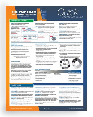 PMP Exam: Quick Reference Guide (Test Prep series) Crowe, Andy paperback Ver...