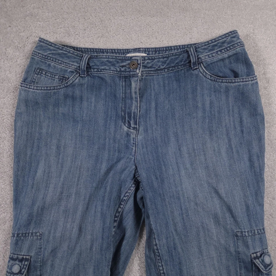Pantalones de mezclilla Christopher & Banks cargo capri para mujer 12 bolsillos utilitarios informales Foto 3 de 4