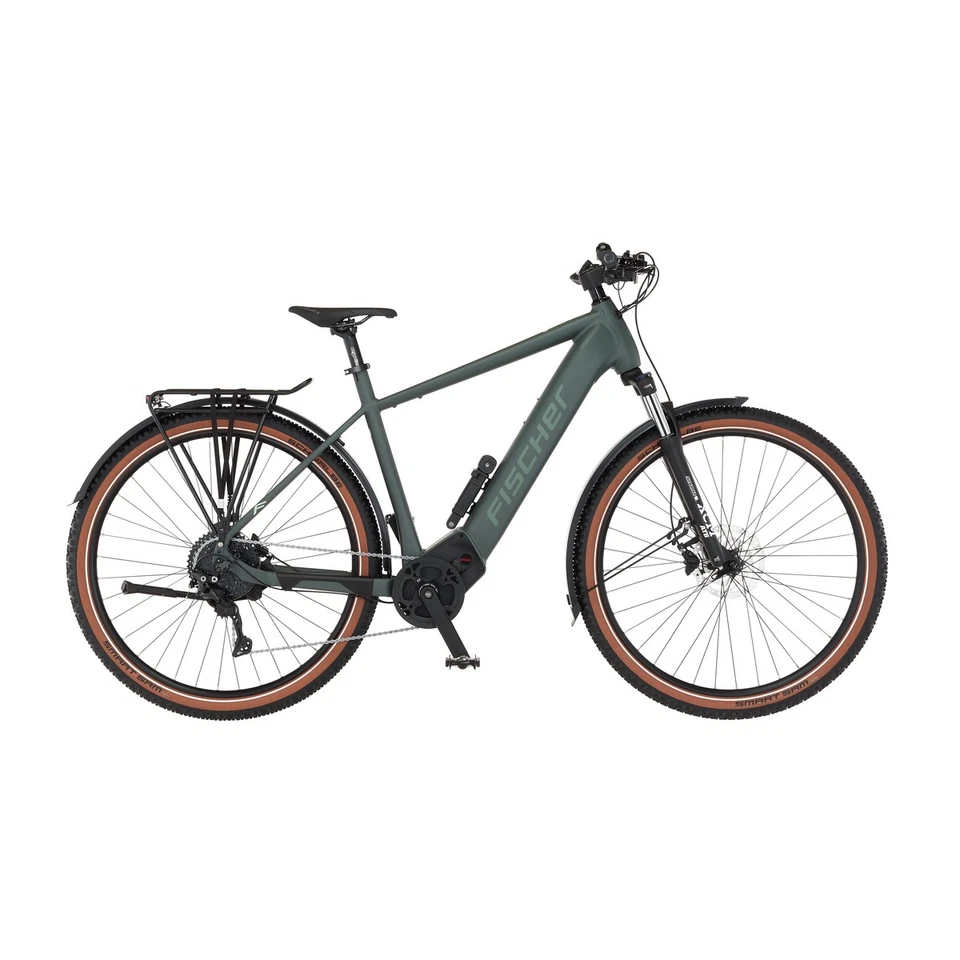 E-Bike Trekking FISCHER TERRA T100 green, 28 Zoll, RH 55 cm, 711 Wh Elektrorad