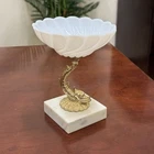 Vintage Mid-Century Modern Soap Dish with Gold Plated Dolphin & Milk Glass Bowl