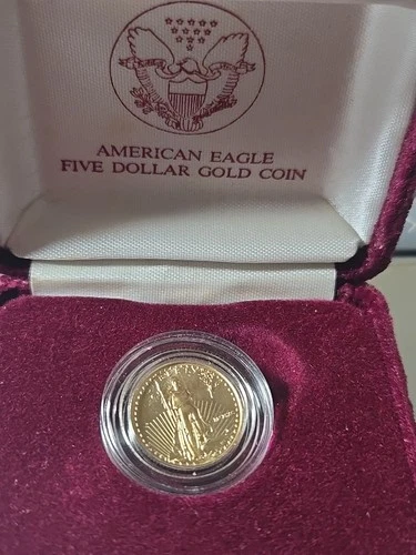 1990  American Gold Eagle Coin 5 Dollars BU 1/10 Oz!