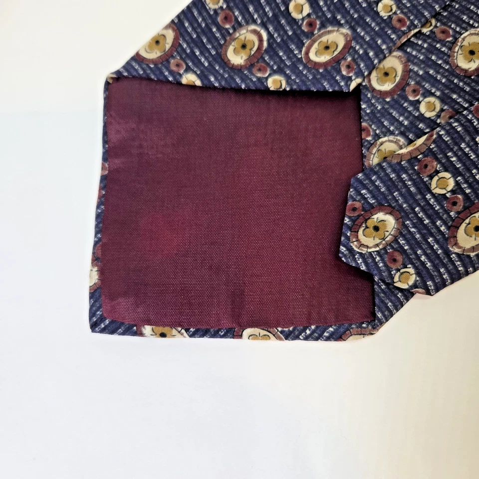 Corbata vintage Cambridge Classics azul, marrón, tostado importada 100 % seda Italia Foto 4 de 4
