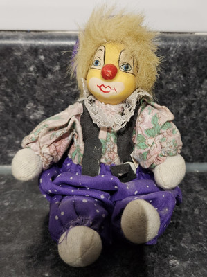 Vintage Clown Puppe Porzellan Gesicht 18 cm Sammlerstück