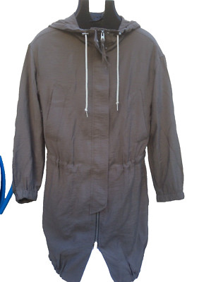ALLSAINTS Jacke Damen XS C40'' Kapuze Khaki Reißverschluss Langarm Parka Freizeit Tasche