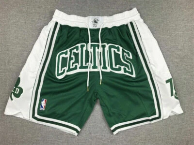 Retro Boston Celtics Basketball Shorts Stitched City Edition Green