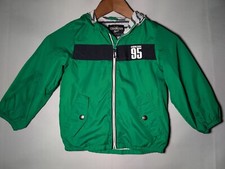 OshKosh B'gosh Hooded Windbreaker Size 4T Green 95 Sport Snap Pockets