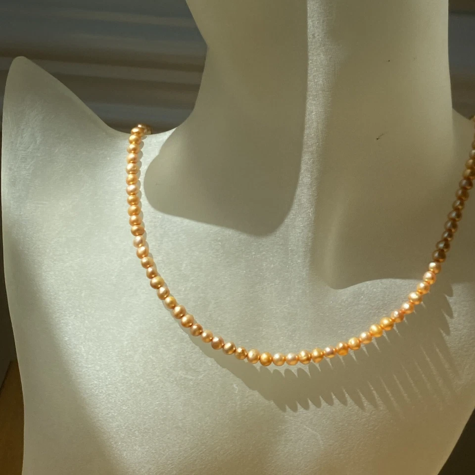 Collar vintage de perlas doradas joyería fina Estate usado 16" Foto 2 de 4