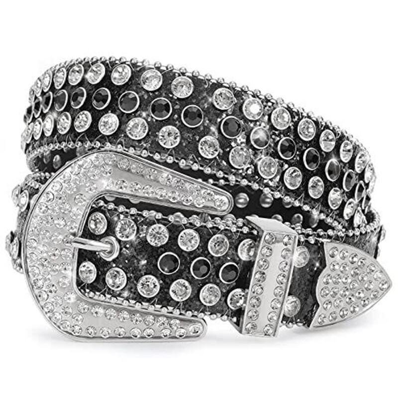 Cowboy Cowgirl Western Rhinestone Leather Concho Belt Sz M/L Beltiscool Cowboy Cowgirl Western Rhinestone Leather Belt  main image 4