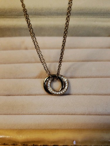 Double Circle Pave Pendent Necklace | eBay