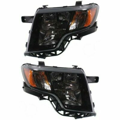 FORD EDGE 2007 2008 2009 2010 SPORT BLACK HEADLIGHTS HEAD LIGHTS LAMPS PAIR NEW