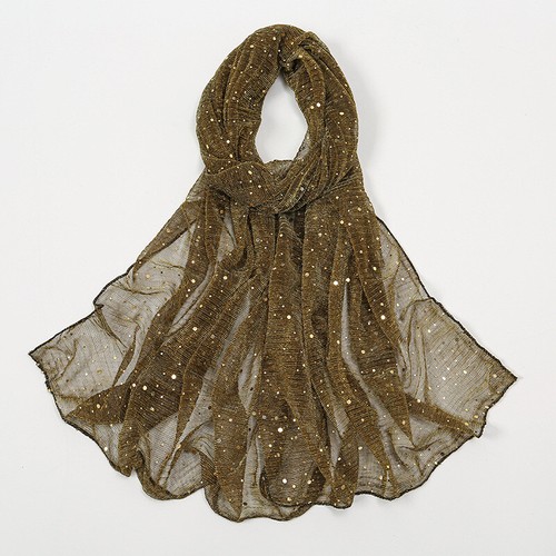 Women Polka Dots Sequin Shiny Scarf Shawl Wrap Headscarf Thin Long Wide Scarves - Picture 26 of 26