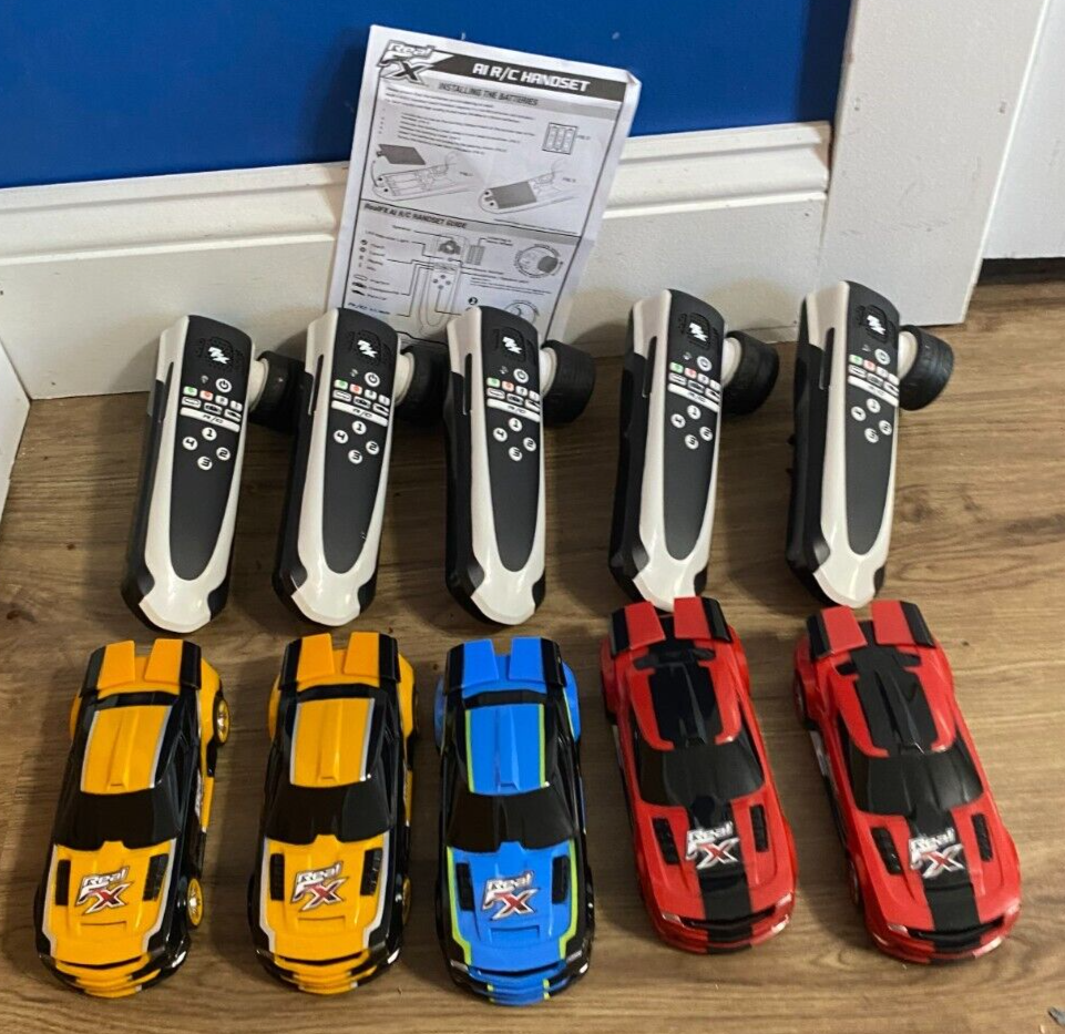 AI-Powered Slotless RC Racing Cars Lot of 5 with Handset Tested Working