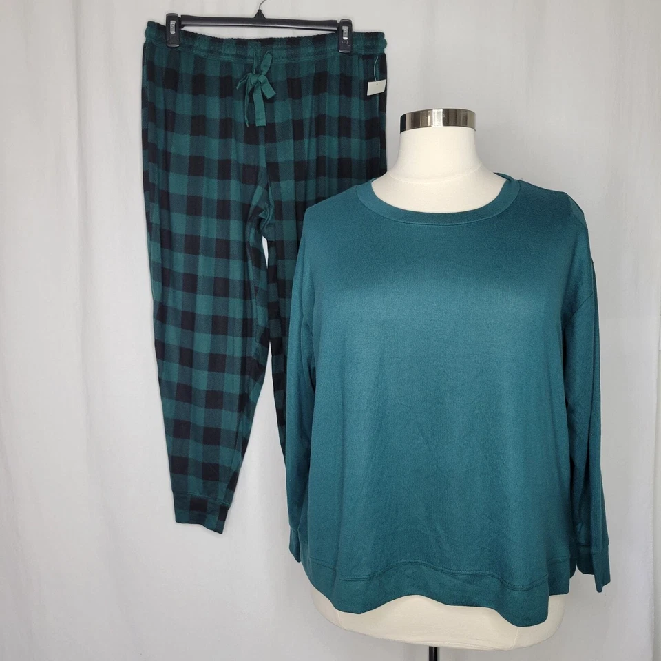 Conjunto de Pijama Jenni Manga Larga Mix It June Bug Buffalo Check Nuevo con Etiquetas Talla Grande 2X Foto 3 de 4