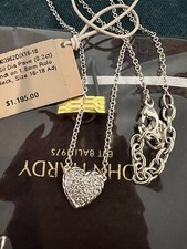 New $ 1 200. John Hardy Sterling Silver Diamond Heart Pendant Necklce