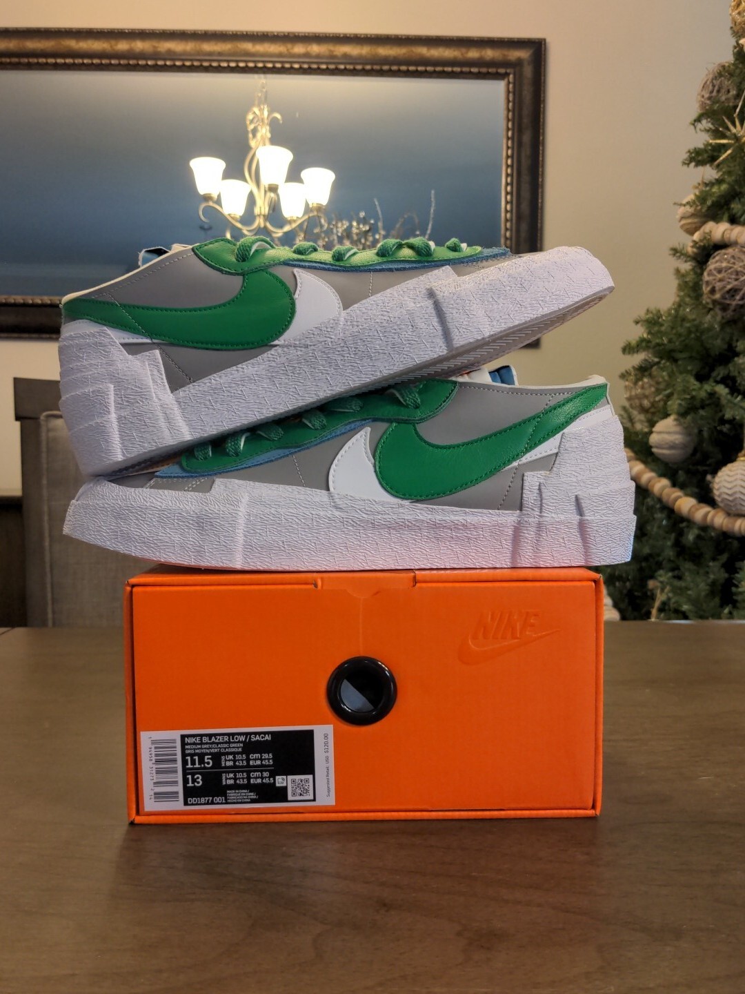 SACAI X NIKE NIKE BLAZER LOW X SACAI CLASSIC GREEN GREY MENS 11.5 DD18877001 REPUTABLE SELLER