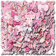 110PCS Coquette Bows Stickers Pink Bow Stickers Gifts for Girls Women, Kechup 