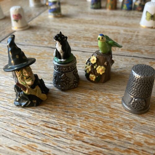 Vintage Pewter Thimble Warwick Models Bundle Hinged Which Cat Bird Tudor Rose X4 - Picture 1 of 15