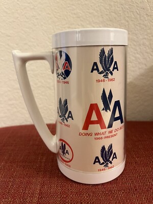 Vintage American Airlines THERMO-SERV Mug Historical Logos Large Travel Cup  USA