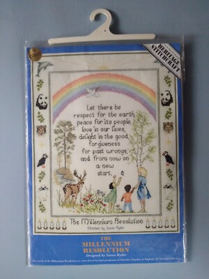 THE MILLENIUM RESOLUTION - CROSS STITCH KIT- 31.5 x 25cm - HERITAGE STITCHCRAFT