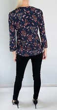 Chemise Manches Longues Claudie Pierlot - Taille 40 - Velours Blanc à Motifs Fleuris Rose/bleu - Occasion Très Bon état