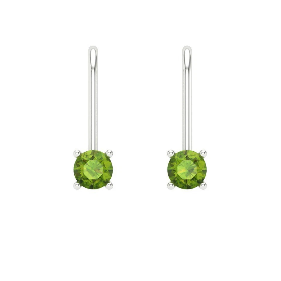 Peridot Stud Earrings for Women, Lever Back (0.5 cttw, 4.0mm, Round-Cut) - Image 3 of 4