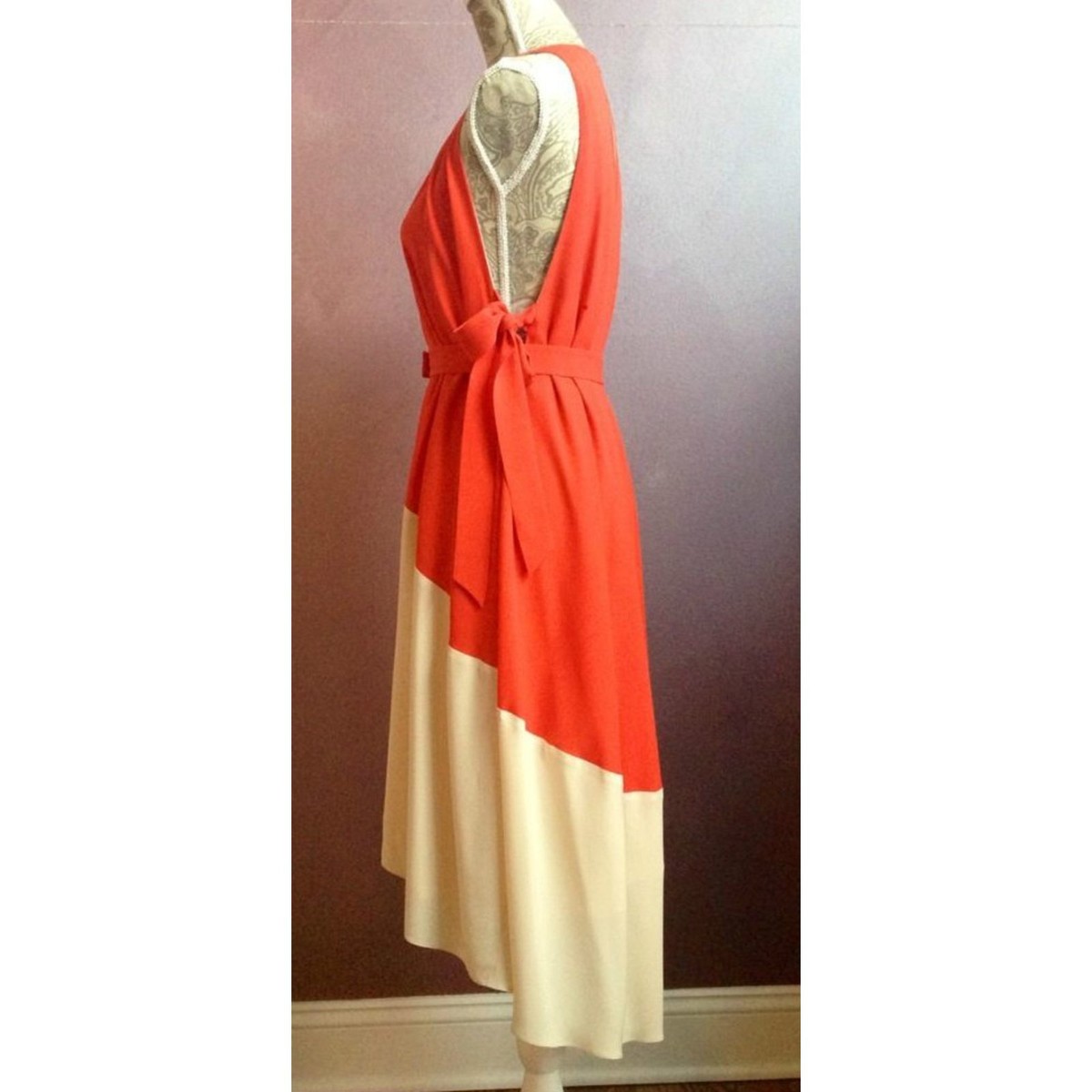 orange marc jacobs dress NEW + Tag~ Marc by Marc Jacobs ~RUNWAY~SILK Orange Cream V Front Dress~ XS - L