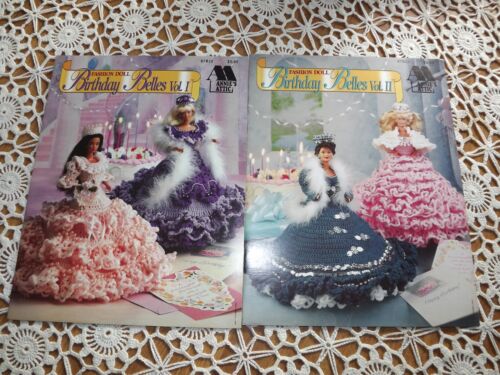 Annies Fashion Doll Birthday Belles Vol. 1 & 2 Crochet Pattern Book Fits Barbie - Afbeelding 1 van 2